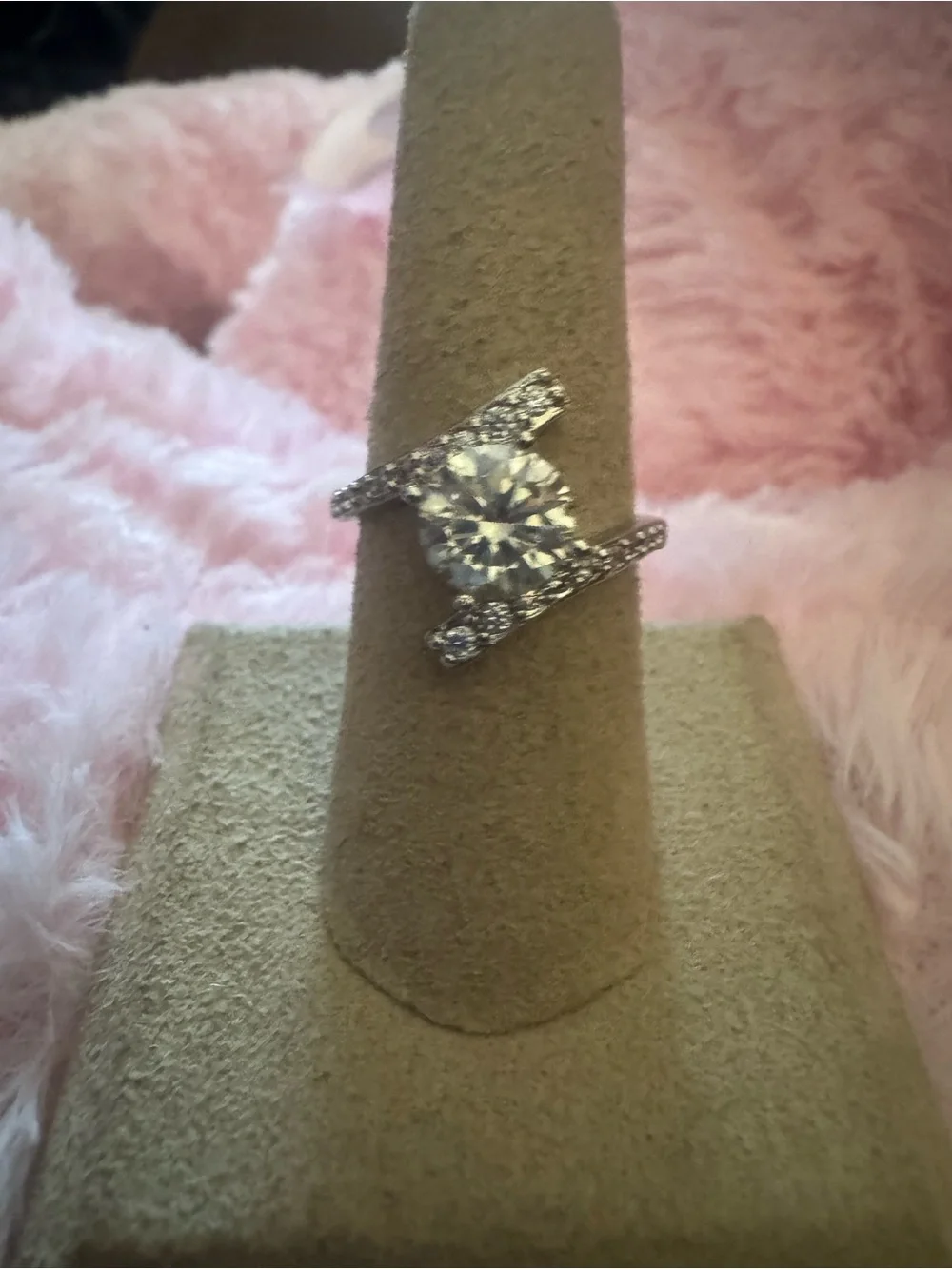 Silver-Tone Moissanite Solitaire Wrap Ring - Elegant Women's Jewelry